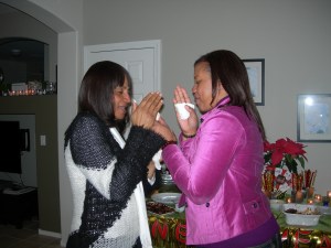 Mom and sister trying to block my view