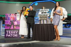 Miss USA Nana Meriwether, Terry Fator and Taylor Makakoa by Patrick Prather, Miss Universe Organization.